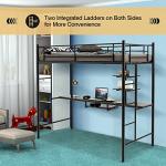 Metal Bunk Bed with Desk and Safety Guardrail