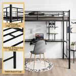Metal Bunk Bed with Desk and Safety Guardrail