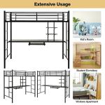 Metal Bunk Bed with Desk and Safety Guardrail