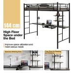 Metal Bunk Bed with Desk and Safety Guardrail