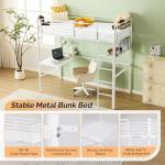 Bonnlo Loft Bunk Bed with Desk and LED Light