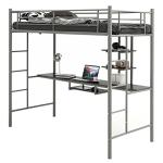 Metal Bunk Bed with Desk and Shelves