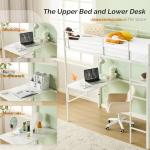 Bonnlo Loft Bunk Bed with Desk and LED Light