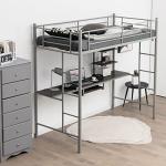 Metal Bunk Bed with Desk and Shelves
