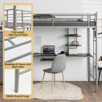 Metal Bunk Bed with Desk and Shelves