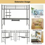 Metal Bunk Bed with Desk and Shelves