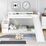 Kids Wooden Bunk Bed Frame with Slide and Stairs