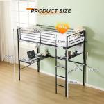 Bonnlo Black Loft Bunk Bed with Desk and Light