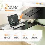 Bonnlo Black Loft Bunk Bed with Desk and Light