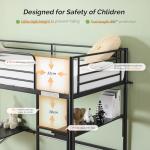 Bonnlo Black Loft Bunk Bed with Desk and Light