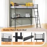 Bonnlo Loft Bunk Bed with Desk and LED Light