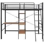 Black Metal Twin Bunk Bed with Desk