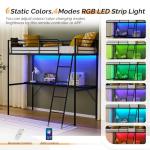 Bonnlo Loft Bunk Bed with Desk and LED Light