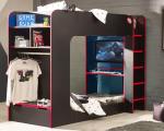 Happybeds Black and Red Wooden Gaming Bunk Bed