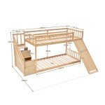 Kids High Sleeper Bunk Bed with Slide & Storage