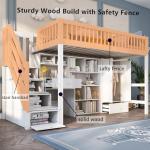 KUIKUI High Sleeper Loft Bed with Desk and Storage