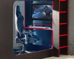 Happybeds Black and Red Wooden Gaming Bunk Bed