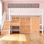 KUIKUI High Sleeper Loft Bed with Desk and Storage