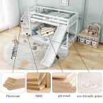 Kids Wooden Bunk Bed with Storage and Slide