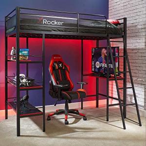 X-Rocker Gaming Bunk Bed with Desk and Shelves