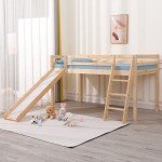Pine Wood Kids Mid Sleeper Bunk Bed with Slide