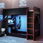 Black High Sleeper Bunk Bed with Desk & LED