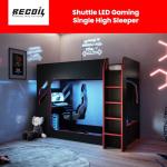 Black High Sleeper Bunk Bed with Desk & LED