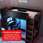 Black High Sleeper Bunk Bed with Desk & LED