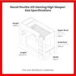 Black High Sleeper Bunk Bed with Desk & LED