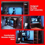 Black High Sleeper Bunk Bed with Desk & LED