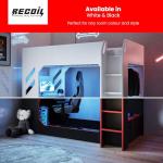 Black High Sleeper Bunk Bed with Desk & LED