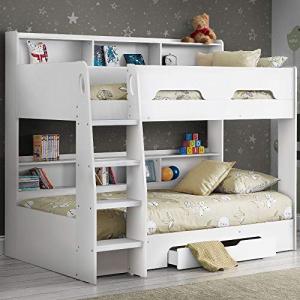 Wooden Bunk Bed with Storage Drawers and Mattresses