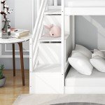 Kids Wooden Bunk Bed Frame with Slide and Stairs