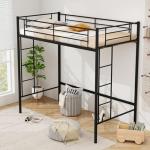 Metal Bunk Bed with Ladders and Guardrail