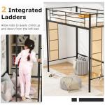 Metal Bunk Bed with Ladders and Guardrail