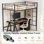 Metal Bunk Bed with Ladders and Guardrail