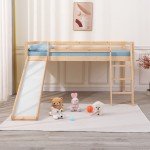 Pine Wood Kids Mid Sleeper Bunk Bed with Slide