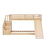 Kids High Sleeper Bunk Bed with Slide & Storage