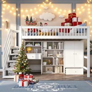 High Sleeper Bed with Desk and Storage Stairs