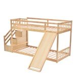 Kids High Sleeper Bunk Bed with Slide & Storage