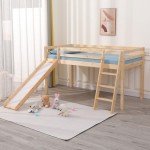 Pine Wood Kids Mid Sleeper Bunk Bed with Slide