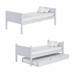 Light Grey Wooden Single Bunk Bed with Trundle