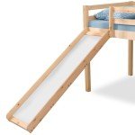 Pine Wood Kids Mid Sleeper Bunk Bed with Slide