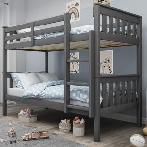 Double Wooden Bunk Beds with Mattresses for Kids