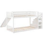 Kids Wooden Bunk Bed Frame with Slide and Stairs
