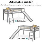 Wooden 3FT Kids Bunk Bed with Slide and Ladder