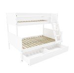 White Kids Bunk Bed for 3 with Drawers