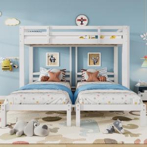 Triple Sleeper Wooden Bunk Bed in White