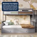 Grey Triple Bunk Bed With Trundle Stairs