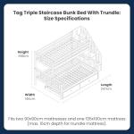 Grey Triple Bunk Bed With Trundle Stairs